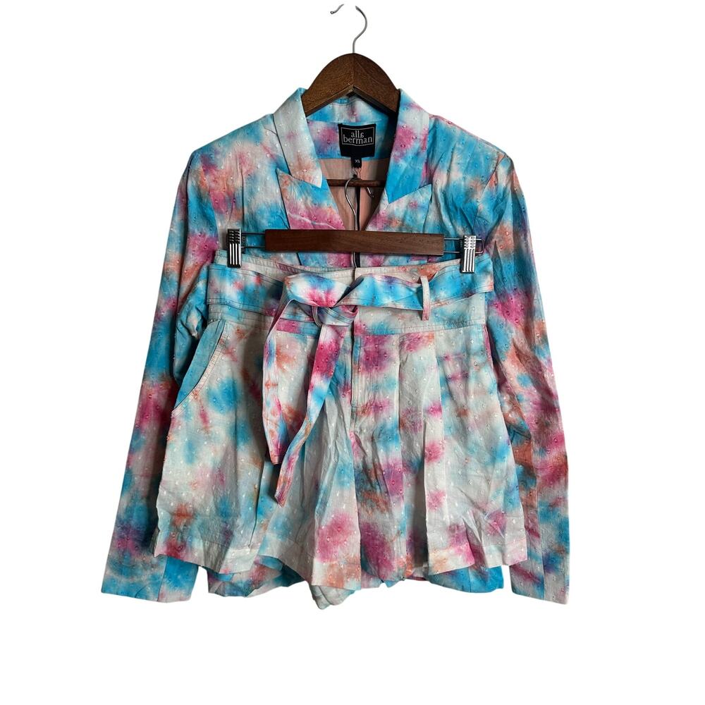 Alla Berman Kiki Blazer Amanda Short Set Tie Dye Womans XS/S NWT - Picture 2 of 12
